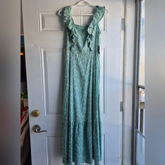 Floral Ruffle Prairie Sleeveless Cottagecore Boho Maxi Sun Dress - Picture 10 of 10
